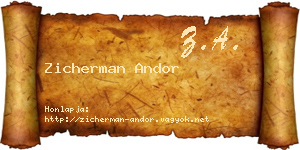 Zicherman Andor névjegykártya